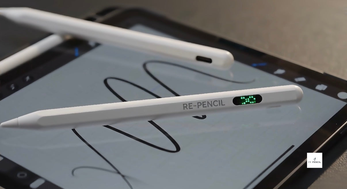RE-PENCIL™ Active Stylus Pen for iPad (with Green Matrix LED Power Display)⁠